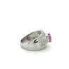 Natural 2 Carat Oval Cut Pink Sapphire with Diamond Cluster Dome Ring