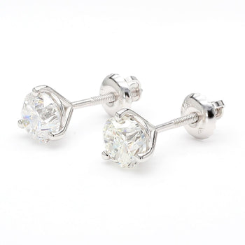 Natural 2 Carat Round Diamond 14K White Gold Screw Back Martini Stud Earring – Assay Jewelers
