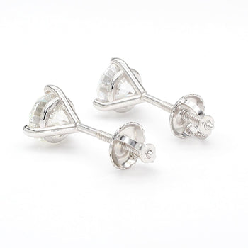 Natural 2 Carat Round Diamond 14K White Gold Screw Back Martini Stud Earring – Assay Jewelers