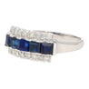 Natural 2.28 Carat Blue Sapphire & Diamond Cluster 5 Stone Platinum Ring