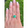 Natural 3.22 Carat Pear Cut Colombian Emerald With Baguette Diamond Side Stone Ring