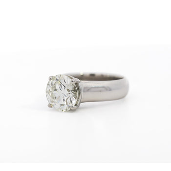 Bague solitaire en diamant rond naturel de 4.07 carats H/SI1 à large monture en platine – Assay Jewelers