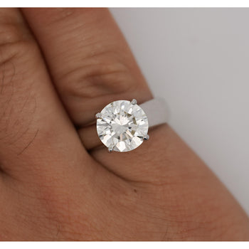 Bague solitaire en diamant rond naturel de 4,07 carats H/SI1, anneau large, en platine – Assay Jewelers