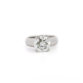 Bague solitaire en diamant rond naturel de 4,07 carats H/SI1, large anneau, en platine – Assay Jewelers