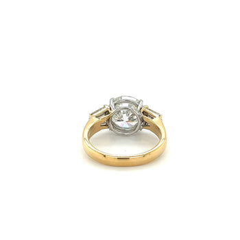 Natural 4.21 Carat Round Diamond Engagement Ring With Baguette Diamonds in Two Tone 18k Gold – Assay Jewelers