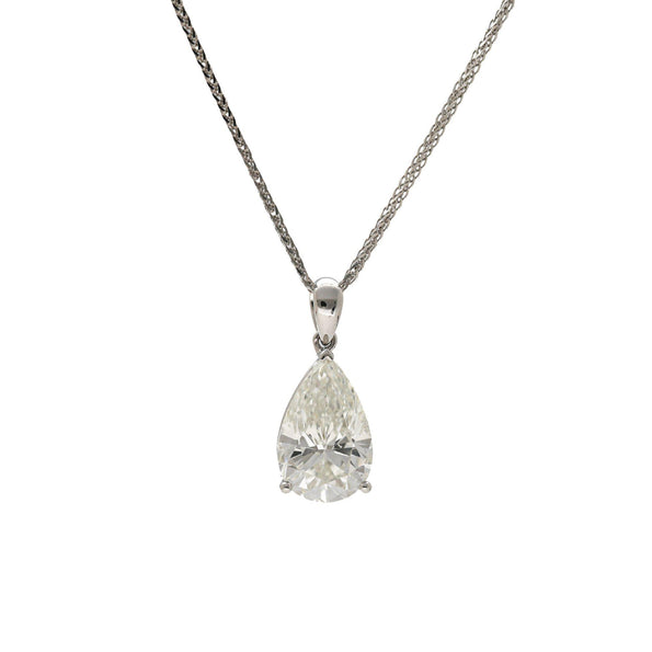 Natural 5.02 Carat Pear Cut Diamond G/SI2 Solitaire Pendant Necklace