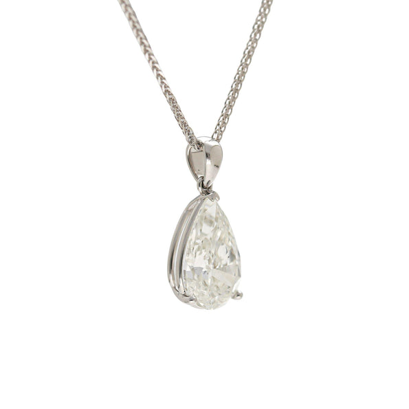 Natural 5.02 Carat Pear Cut Diamond G/SI2 Solitaire Pendant Necklace