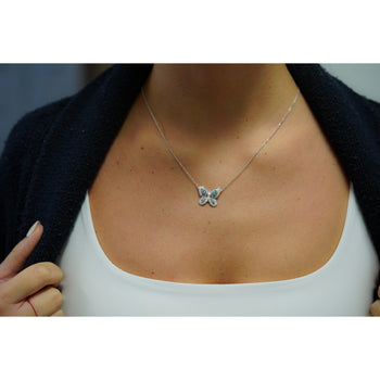 Natural Blue and White Diamond Cluster Butterfly Charm Floating Pendant Necklace – Assay Jewelers