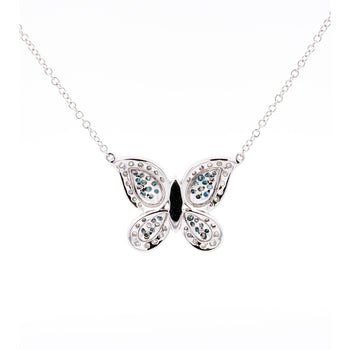 Natural Blue and White Diamond Cluster Butterfly Charm Floating Pendant Necklace – Assay Jewelers