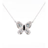 Natural Blue and White Diamond Cluster Butterfly Charm Floating Pendant Necklace