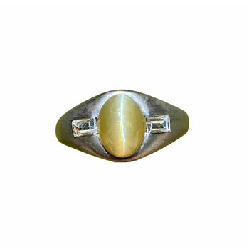 Natural Cats Eye and Baguette Cut Diamonds in Platinum Ring – Assay Jewelers