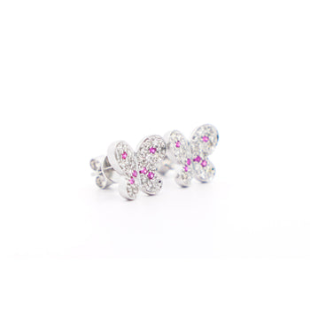 Natural Diamond and Pink Sapphire Cluster Butterfly Stud Earrings in 14K White Gold – Assay Jewelers