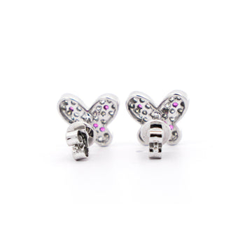 Natural Diamond and Pink Sapphire Cluster Butterfly Stud Earrings in 14K White Gold – Assay Jewelers