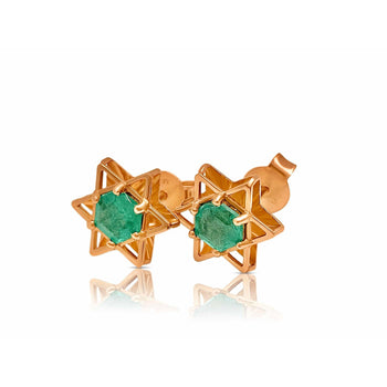 Natural Emerald Star of David Earrings in 18k Rose Gold – Assay Jewelers