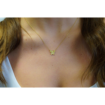 Natural Fancy Yellow Diamond 18K Gold Butterfly Charm Floating Necklace – Assay Jewelers