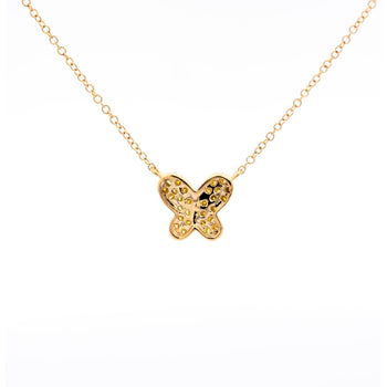 Natural Fancy Yellow Diamond 18K Gold Butterfly Charm Floating Necklace – Assay Jewelers