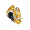 Natural Onyx & Diamond Earrings in Textured Ribbed 18K Yellow Gold and Platinum