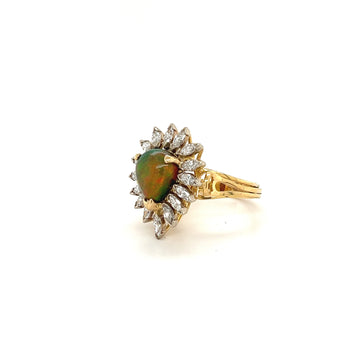 Natural Pear Shape Opal and Marquise Cut Diamond Halo Ring – Assay Jewelers