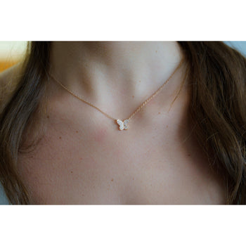 Natural Pink Diamond Butterfly Charm Floating Pendant Necklace in 18K Rose Gold – Assay Jewelers