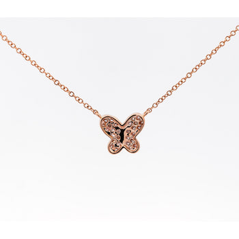 Natural Pink Diamond Butterfly Charm Floating Pendant Necklace in 18K Rose Gold – Assay Jewelers