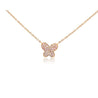 Natural Pink Diamond Butterfly Charm Floating Pendant Necklace in 18K Rose Gold