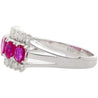 Natural Pink Ruby and Diamond Platinum Wedding Band 5 Stone Ring