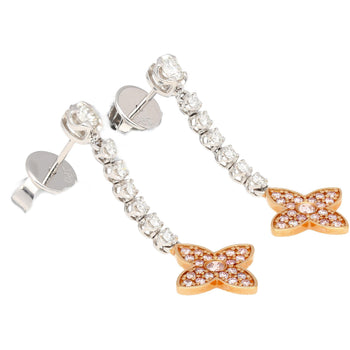 Boucles d'oreilles pendantes florales en diamants naturels roses et blancs en or blanc et or rose 18k – Assay Jewelers