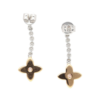 Boucles d'oreilles pendantes florales en diamants roses et blancs naturels en or blanc et rose 18 carats – Assay Jewelers