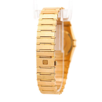 Omega Constellation Manhattan 18K Gold Roman Numeral Bezel Champagne Dial Watch – Assay Jewelers
