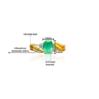 Émeraude naturelle taille ovale 0,72 ct sur Bague en or massif 14 k – Assay Jewelers