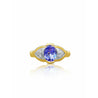 Oval Cut Tanzanite Evil Eye Ring in 14k Yellow Gold