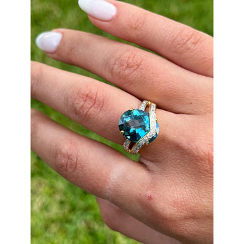 Overlap Bypass Blue Topaz and Diamond Cocktail Ring for Women – Assay Jewelers