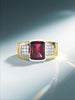 Vintage Radiant Cut 4.50 Carat Red Rubellite Tourmaline and Diamond Ring in Platinum and 18K Gold