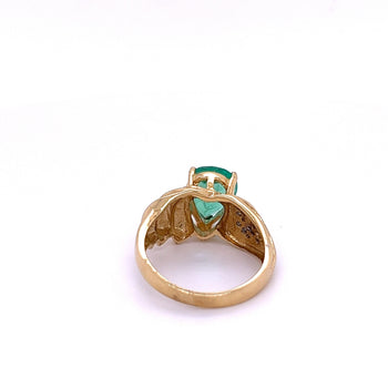 Pear Shape Colombian Emerald and Diamond Ring in 14k Yellow Gold – Assay Jewelers