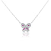 Pink Sapphire and Diamond Butterfly 14K White Gold Floating Pendant Necklace