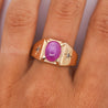 Pink Star Sapphire & Diamond 14K Gold Unisex Statement Ring