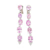 Platinum Set Color Changing Natural Pink Padparadscha Sapphire Dangle Earrings