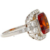 Platinum Vintage Retro 4.42 Carat Citrine Bezel & Diamond Halo Ring