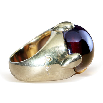 Pomellato Hessonite Garnet Cabochon 18K Yellow Gold Vintage 1970s Ring – Assay Jewelers