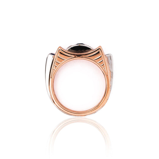 Retro Style Sapphire & Diamond Channel 14K Two Tone Unisex Band Ring