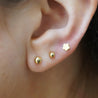 Reversible 3mm 14K Yellow Gold Ball Stud & Clover Screw Back Single Stud Earring