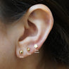 Reversible 3mm 14K Yellow Gold Ball Stud & Clover Screw Back Single Stud Earring