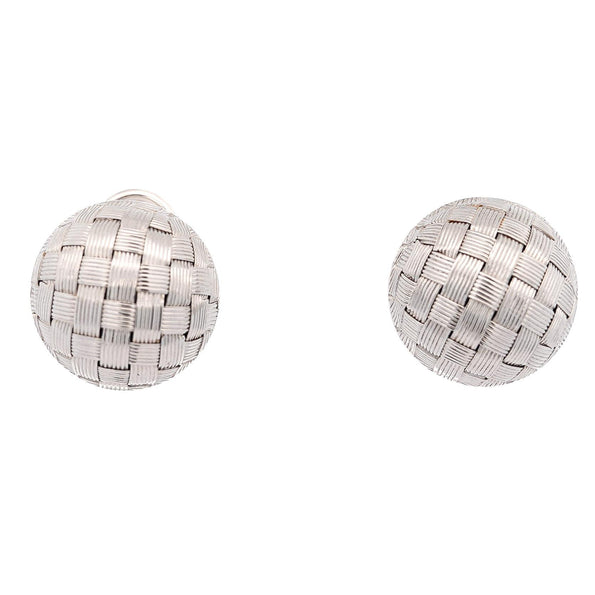 Roberto Coin Frosted Woven Round 18K White Gold Appassionata Stud Earrings