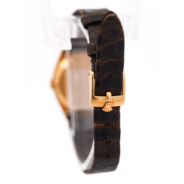 Rolex Cellini 18K Gold 4129 Manual Champagne 25mm Dial Leather Watch