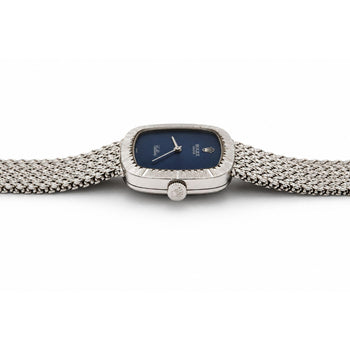 Rolex Cellini 4082 Blue Vignette Dial 24mm Woven 18K White Gold Mesh Watch – Assay Jewelers