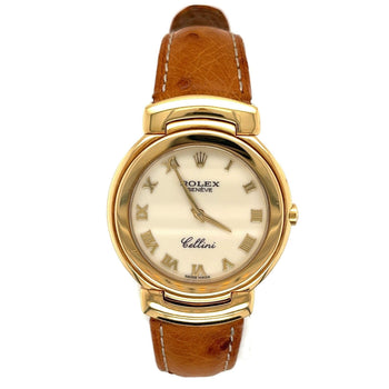 Rolex Cellini 6622 Watch In 18K Gold 33mm With Brown Leather Strap – Assay Jewelers