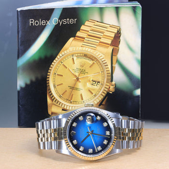 Rolex Datejust 16233 Blue Gradient Factory Diamond Dial Watch – Assay Jewelers