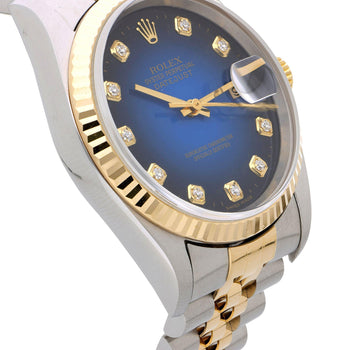 Rolex Datejust 16233 Blue Gradient Factory Diamond Dial Watch – Assay Jewelers