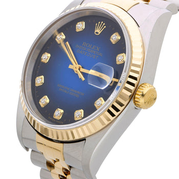 Rolex Datejust 16233 Blue Gradient Factory Diamond Dial Watch – Assay Jewelers