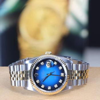 Rolex Datejust 16233 Blue Gradient Factory Diamond Dial Watch – Assay Jewelers